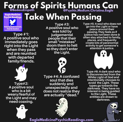 Types Of Spirits Witchcraft, Facts About Spirits, Spells To Talk To Spirits, Talking With Spirits, Types Of Ghosts Drawing, Different Types Of Spirits, Psychic Mediums Development, How To Talk To Spirits Witchcraft, How To Talk To Ghosts