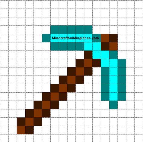 Minecraft Pixel Art Templates: Diamond Pickaxe Minecraft Pixel Art Templates, Diamond Pickaxe, Grille Pixel Art, Minecraft Quilt, Minecraft Beads, Minecraft Diamond, Pixel Art Minecraft, Image Pixel Art, Modele Pixel Art