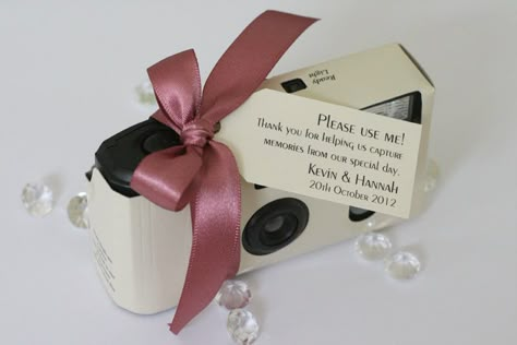 Disposable cameras on each table for people to use then had back at the end of the night? Unusual Wedding Favours, Disposable Camera Wedding, Wedding Camera, Wedding Guest Table, Creative Wedding Favors, Unusual Weddings, Wedding Favors Cheap, Wedding Activities, Disposable Camera