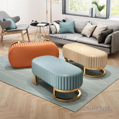 Nordic Sofa Stool Household Bedroom Furniture Bed End Long Sofa Footstool Aisle Shoe Changing Stool In Front Of The Living Room Settee Living Room, Diy Rocking Chair, Nordic Sofa, Sofa Design Wood, Sofa Stool, Luxury Sofa Design, Storage Bench Bedroom, Classic Furniture Design, Soft Furniture