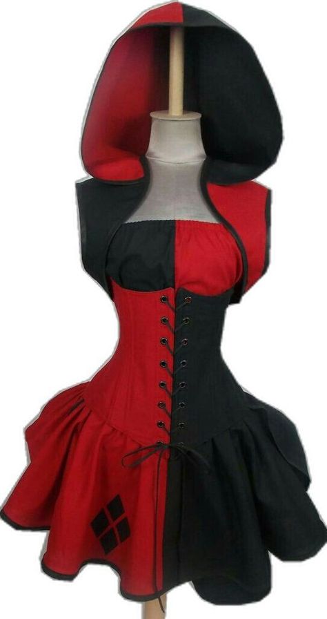 Villain Style, Red And Black Top, Harley Quinn Costume, Harley Quinn Cosplay, Joker And Harley Quinn, Cosplay Outfits, Gotham, Harley Quinn, Red And Black