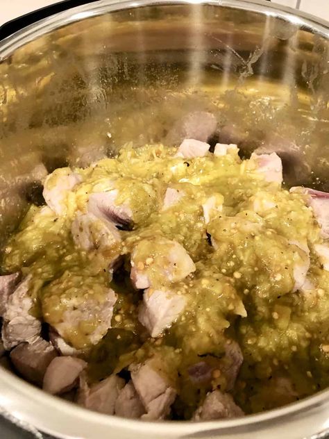 Easy Chili Verde Pork, Green Chili Instant Pot Recipes, Crockpot Chili Verde Pork Easy, Pork Green Chili Recipe Instant Pot, Chili Verde Instant Pot, Crock Pot Chili Verde Pork, Instapot Chile Verde, Pork Verde Instant Pot, Salsa Verde Instant Pot