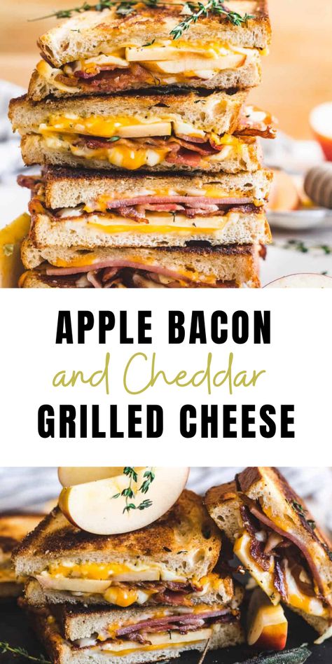 Honey Apple Cheddar And Bacon Panini, Apple Bacon Cheddar Grilled Cheese, Apple And Cheese Sandwich, Turkey Bacon Grilled Cheese, Apple Bacon Muffins, Apple Cheddar Grilled Cheese, Grilled Cheese With Bacon Jam, Blackberry Bacon Grilled Cheese Sandwich, Sandwich With Apple Slices