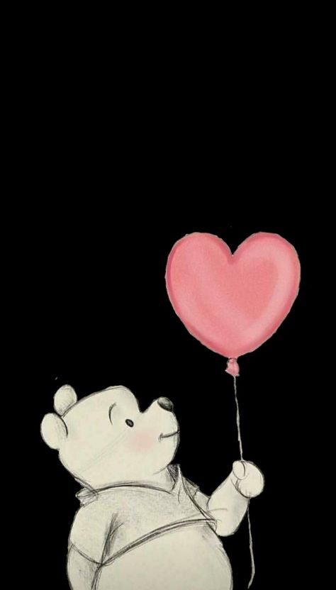 Winnie The Pooh Dark Wallpaper, Winnie The Pooh Valentines Day Wallpaper, Cute Winnie The Pooh Wallpaper Aesthetic, Pooh Bear Wallpaper Iphone, Pooh Wallpaper Aesthetic, Disney Silhouette Art, Easy Disney Drawings, Disney Canvas Art, Winnie The Pooh Pictures