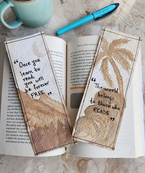 Bookmarks with quotes | Seawaves bookmark | Mountain bookmark | Simple bookmarks | DIY Bookmarks | Easy bookmark | Nothing...Just Art | Prutha Shah Masculine Bookmarks Diy, Bookmark Mountain, Bookmark Challenge, Diy Bookmarks Easy, Simple Bookmarks, Bookmarks With Quotes, Bookmarks Diy, Bible Bookmark, Creative Bookmarks