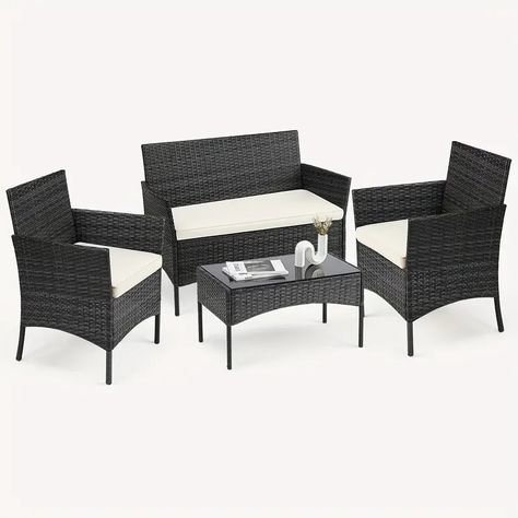 Outdoor Rattan Chair Furniture Set Wicker Set For Garden Yard Backyard Lawn Porch Poolside | Free Shipping On Items Shipped From Temu | Temu Chairs For Garden, Backyard Patio Furniture, Rattan Patio Furniture, Backyard Balcony, Outdoor Furniture Chairs, Waterproof Sunscreen, Outdoor Wicker Furniture, Garden Terrace, Wicker Sofa