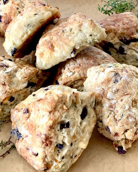 This recipe is for Feta Olive Scones from the food section of The Boston Globe. Olive Scones, Savory Scones, Brunch Table, Holiday Brunch, Funnel Cake, Pastry Blender, A Holiday, Scones, Stew