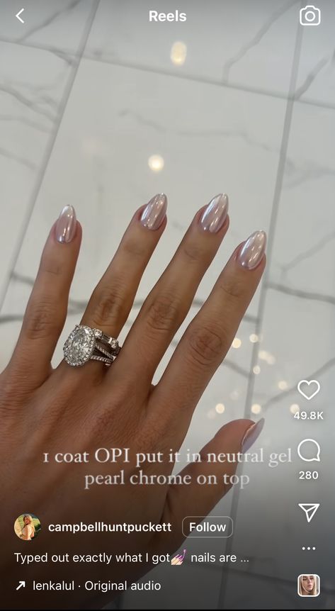 Shimmery Neutral Nails, Black Tie Wedding Nails Guest, Opi Chrome, Chrome Nail Color Chart, Chrome Nails Put It In Neutral, Fall Nails With Pearl Chrome, Pearl Chrome Nails With Pearls, Opi Gel Chrome Nail Polish, Pearl Chrome Dip Nails