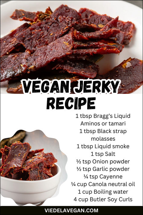 VEGAN JERKY RECIPE Vegetable Jerky, Soy Curl Jerky Recipe, Healthy Beef Jerky, Tofu Jerky, Vegan Jerky Recipe, Soy Curl Jerky, Mushroom Jerky Recipe, Tofu Jerky Dehydrator, Vegan Jerky