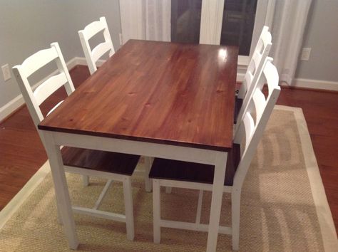 Picture Ikea Dining Room Table, Condo Upgrades, Ikea Dining Room, Ikea Farmhouse, Dining Room Table Makeover, Ikea Makeover, Ikea Apartments, Ikea Dining, Dream Dining Room