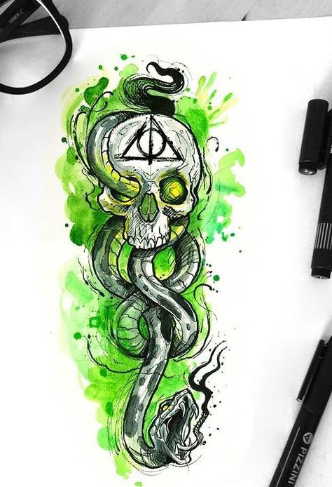 Dark Mark Drawing, Harry Potter Snake Tattoo, Slytherin Snake Tattoo, Harry Potter Dark Mark Tattoo, The Dark Mark Harry Potter, Dark Snake Tattoo, Slytherin Tattoo Ideas, The Dark Mark Tattoo, Harry Potter Snake