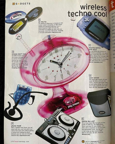 90s Objects Aesthetic, 90s Gadgets, Y2k Tech, Y2k Magazine, Tattoo Fly, 2000s Toys, Nostalgia 2000s, Tech Magazines, Magazine Spreads