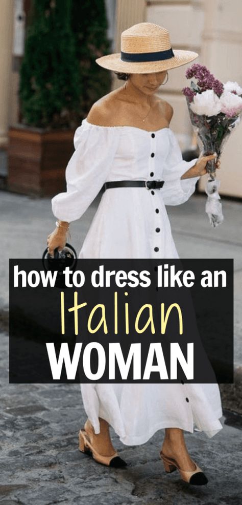 European Summer Style Dresses, Italian Women Outfits Summer, Casual Italian Summer Outfits, Chic Summer Dresses Classy, Italian Style Summer Outfit, Italian Made Dresses, Italian Bombshell Style, Summer Outfits Italy What To Wear, European Summer Style Outfits