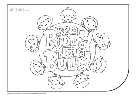 Be A Buddy Not A Bully Coloring Page, Anti Bully Posters Ideas Drawing Easy, Stop Bulling Posters Drawing, Poster Bully Simpel, Bulling Drawing, Bulling Drawing Ideas, Lego Christmas, Childcare Activities, October Halloween