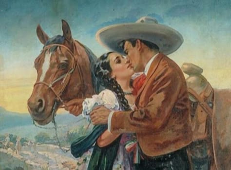 Mexican Romance Aesthetic, Mexican Wallpaper Aesthetic Laptop, Latino Paintings, Mexican Couple Drawing, Mexican American Painting, Vintage Mexican Paintings, Mariachi Art Paintings, Vintage Mexican Art, Dancing Horses Mexican