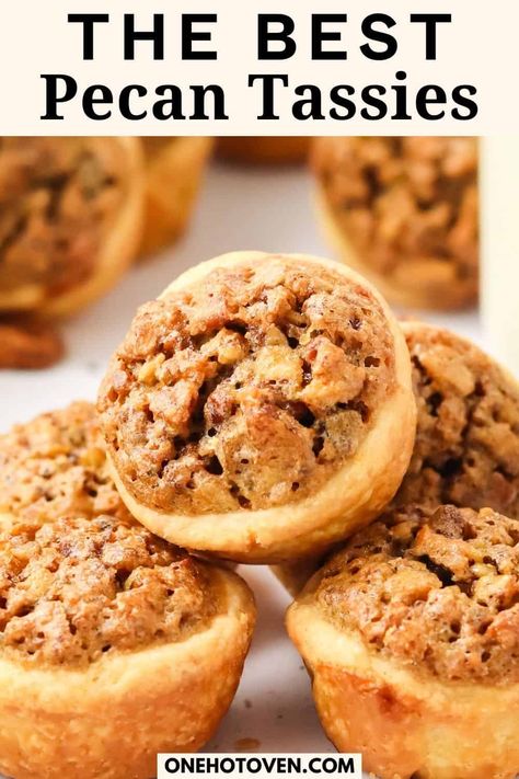 Classic Pecan Tassies Pecan Nut Tossies, Tiny Pecan Tarts, Nut Tassies, Nut Tossies, Recipes With Pecans, Pecan Snacks, Pecan Tassies Recipe, Cute Pastries, Pecan Tarts Mini