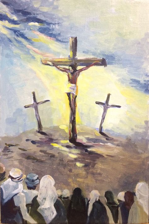 Painting Of The Cross, Abstract Jesus Painting, Jesus On The Cross Painting, Jesus On The Cross Art, Jesus Painting Easy, Jesus Crucifixion Pictures, Paintings Of Jesus, Jesus Art Paintings, Cross Art Painting