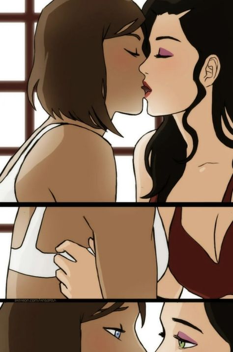 Korra And Asami Love, Kora And Asami, Fem Lesbian, Korra Comic, Korra And Asami, Asami Sato, Lgbt Quotes, Disney Characters Wallpaper, Rwby Comic