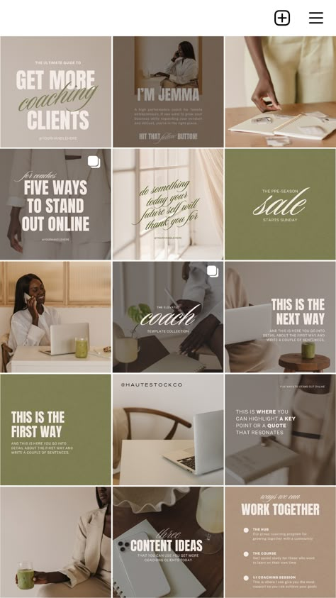 Achieve an aesthetic feed with our time-saving Canva templates. Elevate your brand effortlessly. Click to learn more about how you can become a Haute Stock member to access these Canva templates for your brand!🗳#Ig_Business_Feed_Ideas #Insta_Feed_Ideas_Aesthetic_Business #Health_Coach_Instagram_Feed #Aesthetic_Instagram_Business_Feed#Ig_Business_Feed_Ideas #Health_Coach_Instagram_Feed #Aesthetic_Instagram_Business_Feed #Luxury_Brand_Instagram_Feed Aesthetic Instagram Feed Business, Educational Instagram Feed, Coaching Instagram Feed, Ig Feed Ideas Layout, Brand Instagram Feed, Ig Feed Design, Instagram Template Aesthetic, Content Ideas Aesthetic, Wellness Social Media