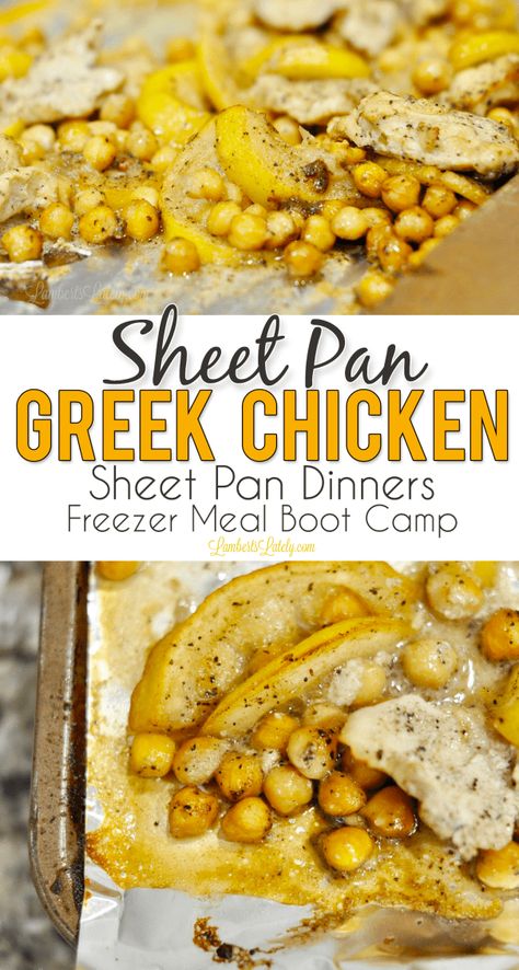 Dinner With Chickpeas, Greek Sheet Pan Chicken, Greek Sheet Pan, Sheet Pan Greek Chicken, Sheet Pan Dinners Chicken, Mason Jar Salad Recipes, Sheet Pan Chicken, Sheet Pan Suppers, Healthy Freezer Meals