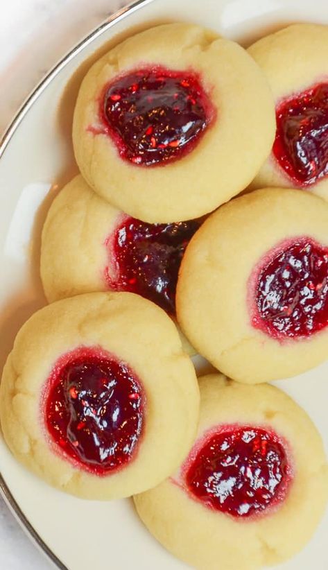 These Butter Tea Cookies from Oak Hill Country Club are buttery and mildly sweet, perfectly accented with a dollop of raspberry preserves. Michigan Sauce Recipe, Half Moon Cookies Recipe, Salt Potatoes, Grape Pie, Ham Salad Recipes, Pineapple Bread, Butter Tea, Italian Cookie, Cookie Platter