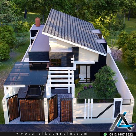 Atap Miring, Small House Design Philippines, Modern Bungalow House Design, 2bhk House Plan, Bungalow Style House, Minimalist Layout, Modern Bungalow House, Architect Design House, Model House Plan