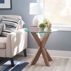 Kent Round Acacia Wood And Glass Top Side Table Side Table With Glass, Glass Top Side Table, Table With Glass Top, Bedroom Corner, Contemporary Side Tables, Glass End Tables, Accent Side Table, Top Beds, Glass Side Tables