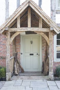 House Exterior Before And After, Cottage Front Doors, Rustic Front Door, Porch Addition, Country Chic Cottage, Wooden Porch, Cottage Exterior, Front Door Entrance, Exterior Front Doors