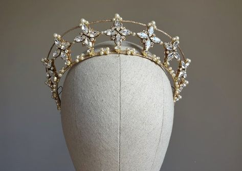 Kokoshnik Wedding, Kokoshnik Tiara, Star Tiara, Gold Headpiece Wedding, Pearl Headpiece Wedding, Tiara Gold, Star Crown, Pearl Crown, Crown Crystal