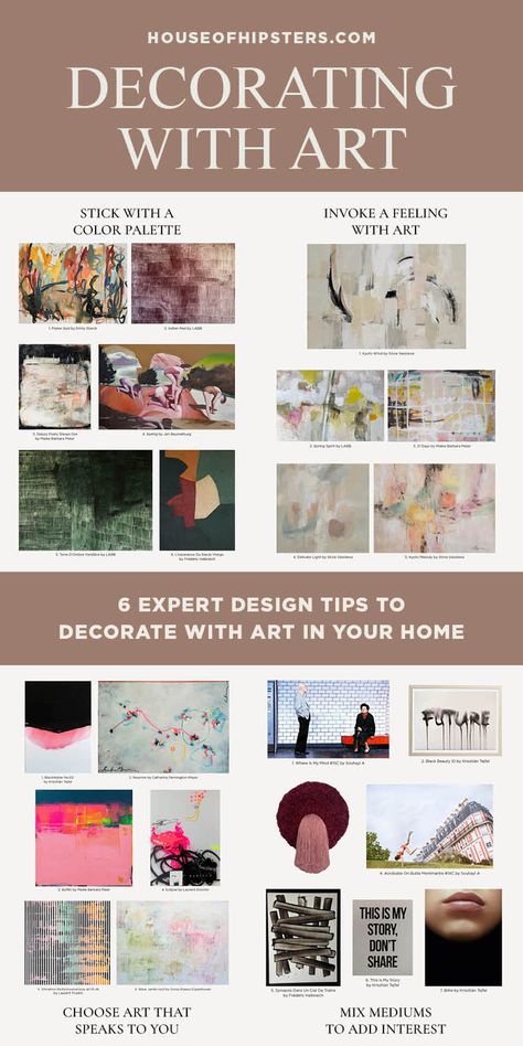 Interior designer gives you expert tips on how to decorate your home with art How To Decorate With Art, Choosing Art For Your Home, How To Pick Art For Your Home, Mixing Art Styles, Hipster Home Decor, Bright Artwork, Pick Art, Fall Decorating Ideas, Blogger Inspiration