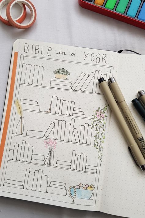 Books Of The Bible Bookshelf, Bible Bookshelf, Bullet Journal Bookshelf, Book Of The Bible, Bible In A Year, Faith > Fear, Easy Books, Reading Tracker, Bullet Journal Writing