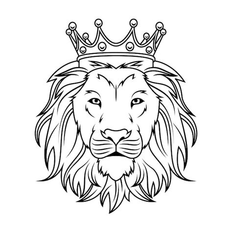 Free vector hand drawn lion with crown o... | Free Vector #Freepik #freevector #drawing #illustration #outline #animal Crown Outline, Lion With Crown, Crown Drawing, Outline Illustration, Card Banner, Vector Hand, Straight Lines, Cartoon Clip Art, Narnia