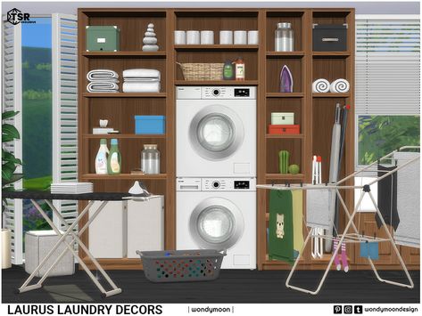 Laundry Room Decorations, Living Room Sims 4, Sims 4 Kitchen, Sims 4 Cc Kids Clothing, Sims 4 Clutter, Paper Doll House, Resource Room, Washing Powder, Folding Clothes