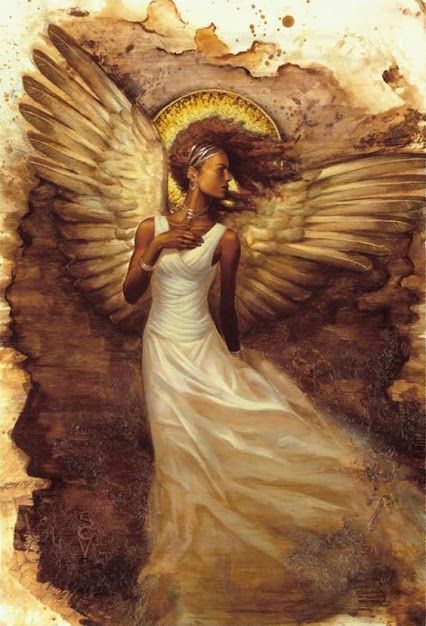 American Artist S. C. Versillee Angelic Artwork, Daughter Encouragement, Mami Wata, Archangel Uriel, Angel Artwork, Black Angel, Ange Demon, Angel Painting, Black Angels