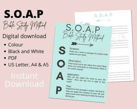 Soap Bible Study Method, Bible Study Method, Soap Bible Study, Study Printables, Study Method, Bible Study Printables, Bible Study Methods, Bible Study Tools, Scripture Reading