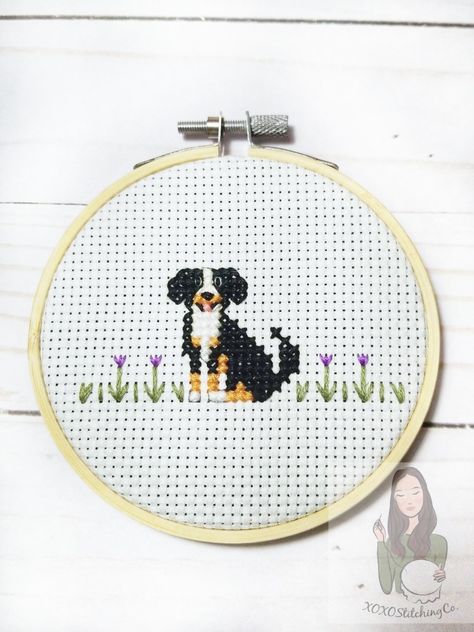 Bernese Mountain dog cross stitch portrait Tiny Dog Cross Stitch, Bernese Mountain Dog Cross Stitch, Cross Stitch Patterns Dog, Cross Stitch Dog, Stitch Portrait, Dog Cross Stitch Pattern, Dog Cross Stitch, Stitch Family, Stitch People