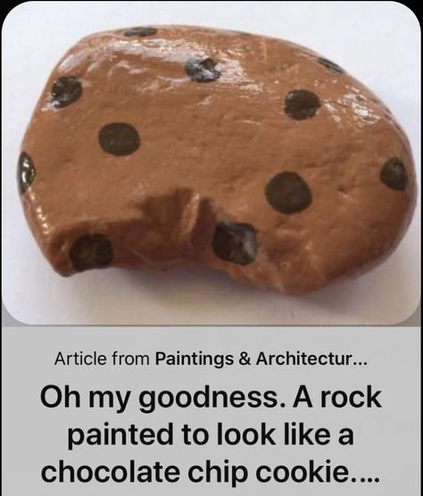 Rock Painting Ideas Food, Clay Chocolate Chip Cookie, Painted Rock Food For Kids, Rock Food Painted, Chocolate Rocks, Chocolate Cookies, Chip Cookies, Chocolate Chip Cookies, Painted Rocks