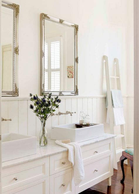 The makeover of this striking Victorian home pays homage to its 100-plus years… Provincial Bathroom, French Provincial Bathroom, French Country Decorating Bathroom, French Bathroom Decor, Modern French Provincial, French Provincial Design, French Country Rug, Heritage Bathroom, Country Bathroom Decor