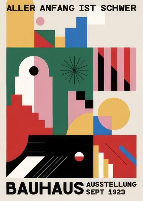 Bauhaus Design Poster, Bauhaus Graphic Design, Bauhaus Poster Design, Bauhaus Colors, Avant Garde Architecture, Postcards Inspiration, Bauhaus Architecture, Graphic Design Style, Colour Architecture