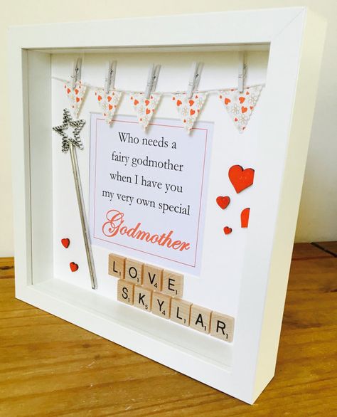 Godmother Gifts Baptisms, Scrabble Frame, Scrabble Art, Godfather Gifts, Baptism Ideas, Birthday Wall, Wall Art Frame, Godparent Gifts, Godmother Gifts