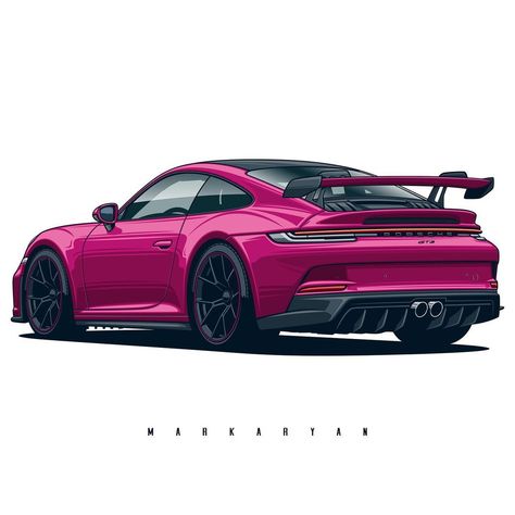 Pink Porsche, Porsche Gt3 Rs, White Ferrari, R35 Gtr, Cool Car Pictures, Porsche Gt3, Gt3 Rs, Car Illustration, Porsche Cars