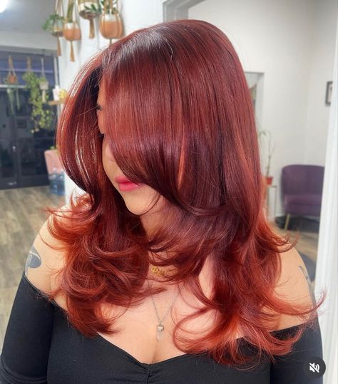 Baby Brown Hair, Brown Hair With Red Highlights, Brown Hair With Red, Hair With Red Highlights, Red Highlights In Brown Hair, Red Hair Trends, Flaming Hot, Red Brown Hair, Hairstyles For Layered Hair