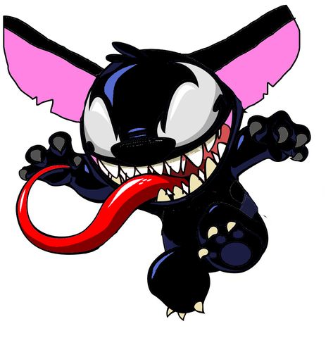 Cartoon Art Disney, Evil Stitch, Stitch Drawing Ideas, Stitch Decals, Venom Stitch, Cute Venom, Cartoon Venom, Blue Cartoon Characters, Venom Cartoon