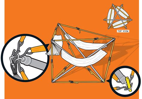 Here's some DIY for a lazy afternoon: Follow this plan to create the hammock of the future, fit for three people seeking a summertime siesta. Diy Hammock Stand, Squirrel Proof Bird Feeders, Solar Oven, Diy Hammock, Hammock Stands, Metal Pergola, Pergola Garden, Pergola Design, Hammock Stand