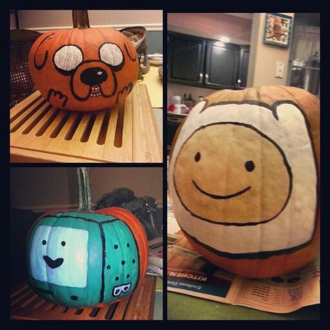 All the Adventure Time Halloween Pumpkins! #need Adventure Time Pumpkin Painting, Adventure Time Pumpkin, Cute Pumpkin Carving, Halloween Pumpkin Carving Stencils, Pumpkin Carvings Stencils, Time Painting, Halloween Pumpkins Carvings, Bath And Body Care, Cute Pumpkin