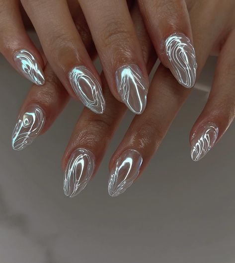 🧊 Galactica 🧊 So icy 🥶 on short Almond Gel-X; sorry I’m posting so many chrome sets hope you’re not tired of them 🥹 ✨ DM me to book for September 🤍 1:1 training spots can be reserved up to December ‘24 🫶🏻 #nails2inspire #chromenails #3dnails #3dchromenails #gelxnails #nailinspo #trendynails #fallnails #nailart #naildesign Chrome Powder Nails, Reflective Nails, December Nails, Chrome Nail Powder, Chrome Nails Designs, November Nails, Short Almond, Mirror Mirror On The Wall, Chrome Powder