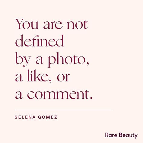 Rare Beauty by Selena Gomez on Instagram: “Our founder @selenagomez believes everyone is unique and rare. But today, too many people feel trapped by unrealistic expectations that are…” Rare Beauty Quotes, Selena Gomez Rare Beauty, Standards Quotes, Selena Gomez Rare, Singer Quote, Rare Beauty By Selena Gomez, Soothing Quotes, Selena G, Unrealistic Expectations