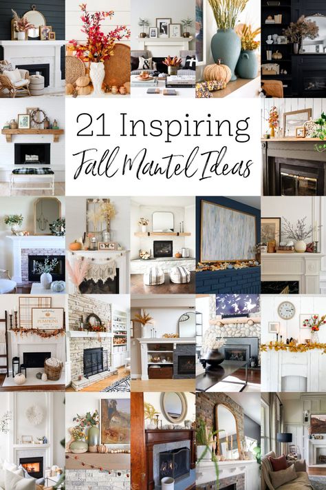 Fall Decor Over Mantel Decorating Ideas, Minimalist Fall Mantel Decor, Fireplace Fall Decorating Ideas Cozy, Simple Fall Mantel Decorating Ideas, Fall Mantel Decorating Ideas Fire Places, Fall Decor For Fireplace Mantel, Fall Mantels Mantles Decor, Simple Mantel Decorating Ideas, Year Round Mantle Decor