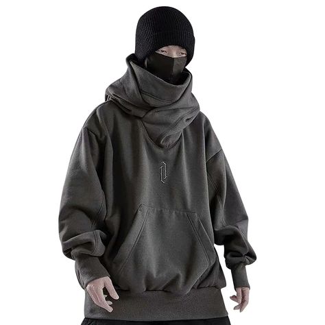 PRICES MAY VARY. 【Material】Hip hop hoodie are designed with high-quality cotton material. these streetwear hoodie is very comfortable and suitable for wearing in spring, autumn and winter. 【Design】Double neckline oversized hoodie are designed in a black oversize, casual and functional appearance. The high collar hooded design is wind proof and cold proof. 【Occasion】Fall unisex oversized hip hop hoodies japanese style is a casual dress, suitable for daily leisure activities, party carnival, sport Turtleneck Streetwear, Black Mode, Hiphop Streetwear, Ninja Hoodie, Estilo Harajuku, Hoodie Streetwear, Streetwear Hoodie, Autumn Sleeve, Hipster Man