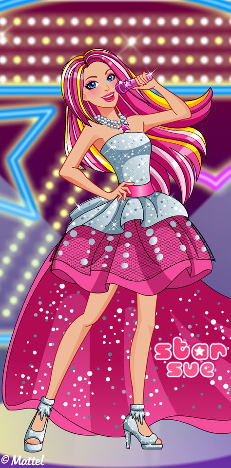 Barbie Rock 'N Royals Style Dress Up Game : http://www.starsue.net/game/Barbie-Rock-N-Royals-Style.html Have Fun! ♥ Barbie Rock N Royals, Barbie Popstar, Barbie Rockstar, Barbie Pop Star, Popstar Party, Barbie Films, Pop Star Costumes, King Dress, God Baby